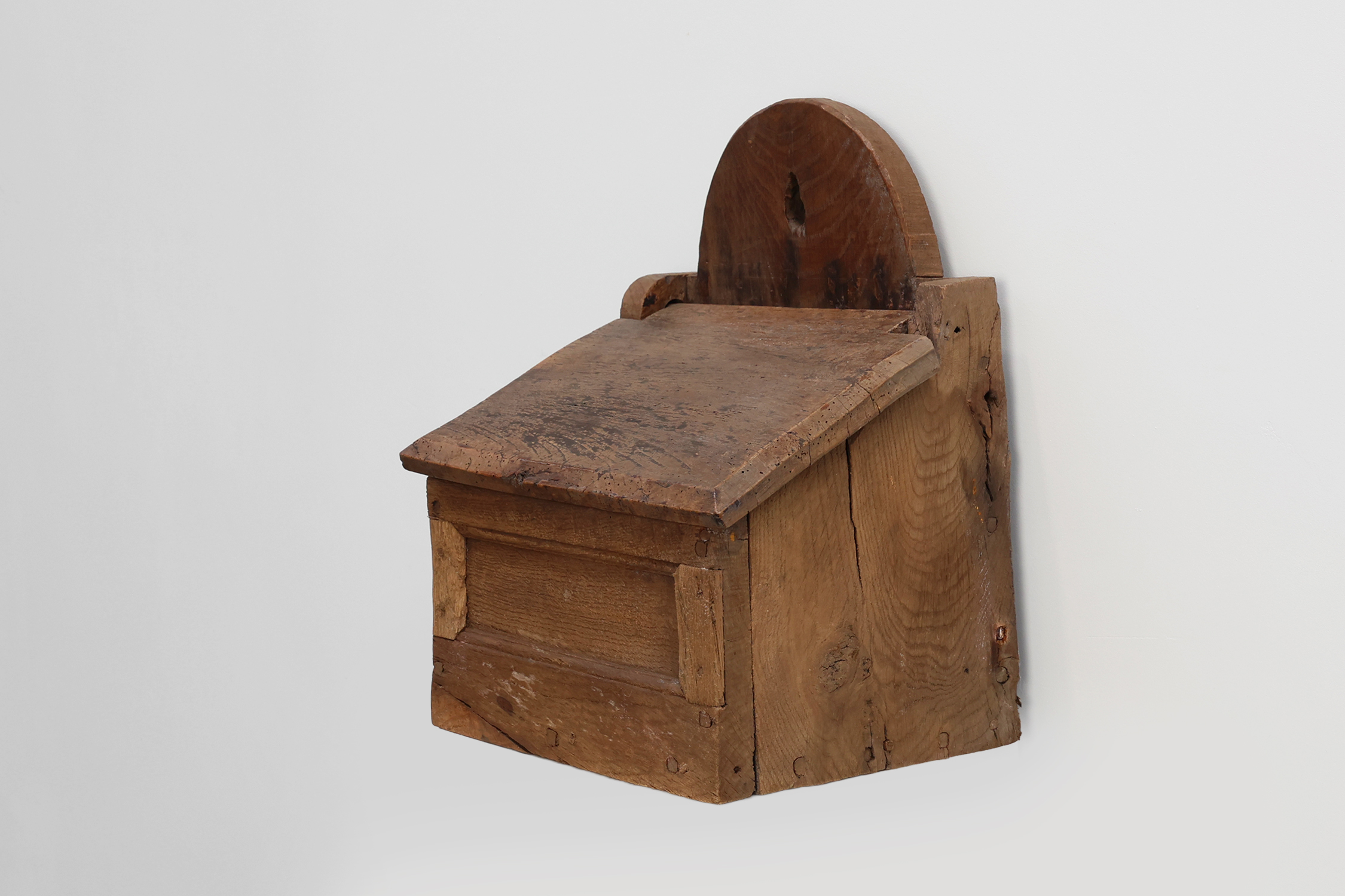Antique French Oak Wall Salt Box, ca. 1850thumbnail